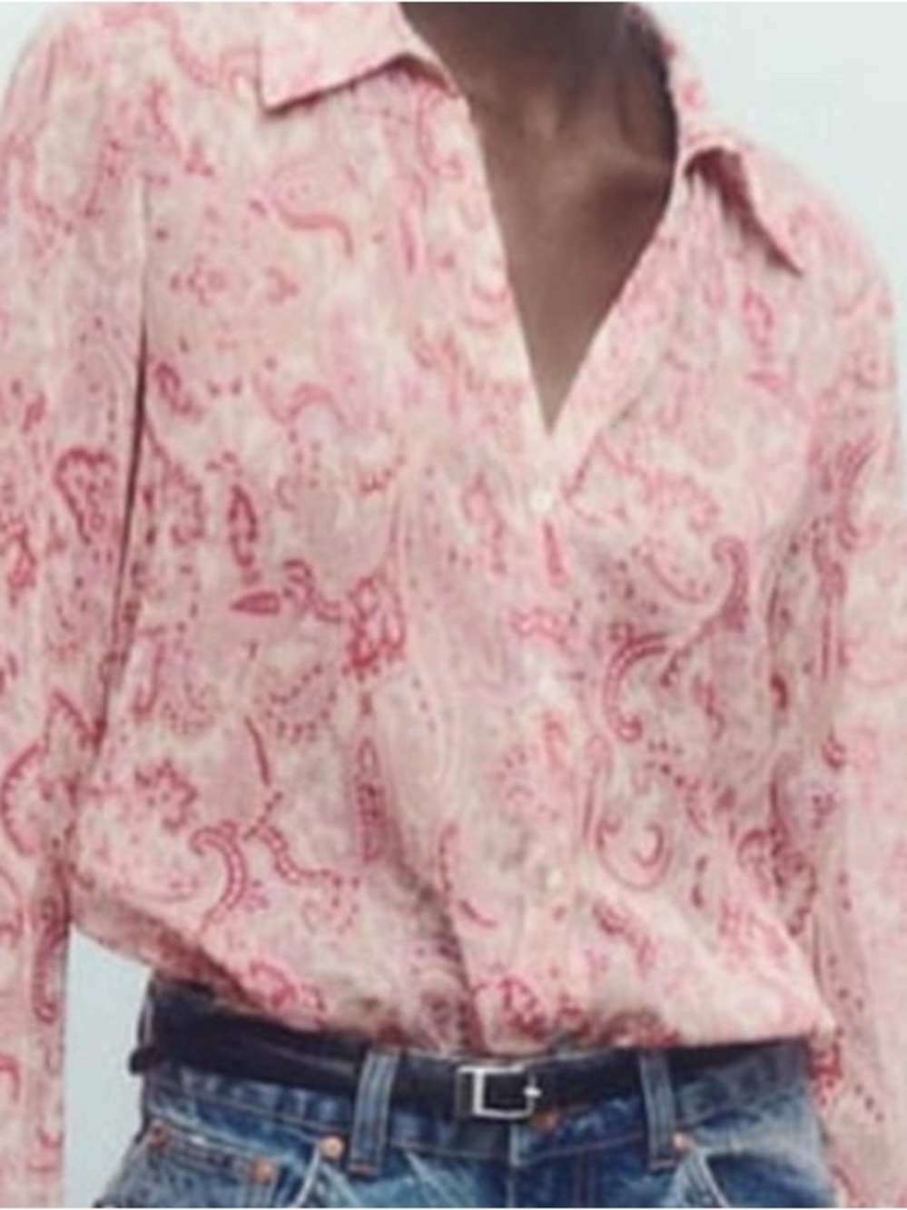 Zara Pink Paisley Button Down Shirt nwot